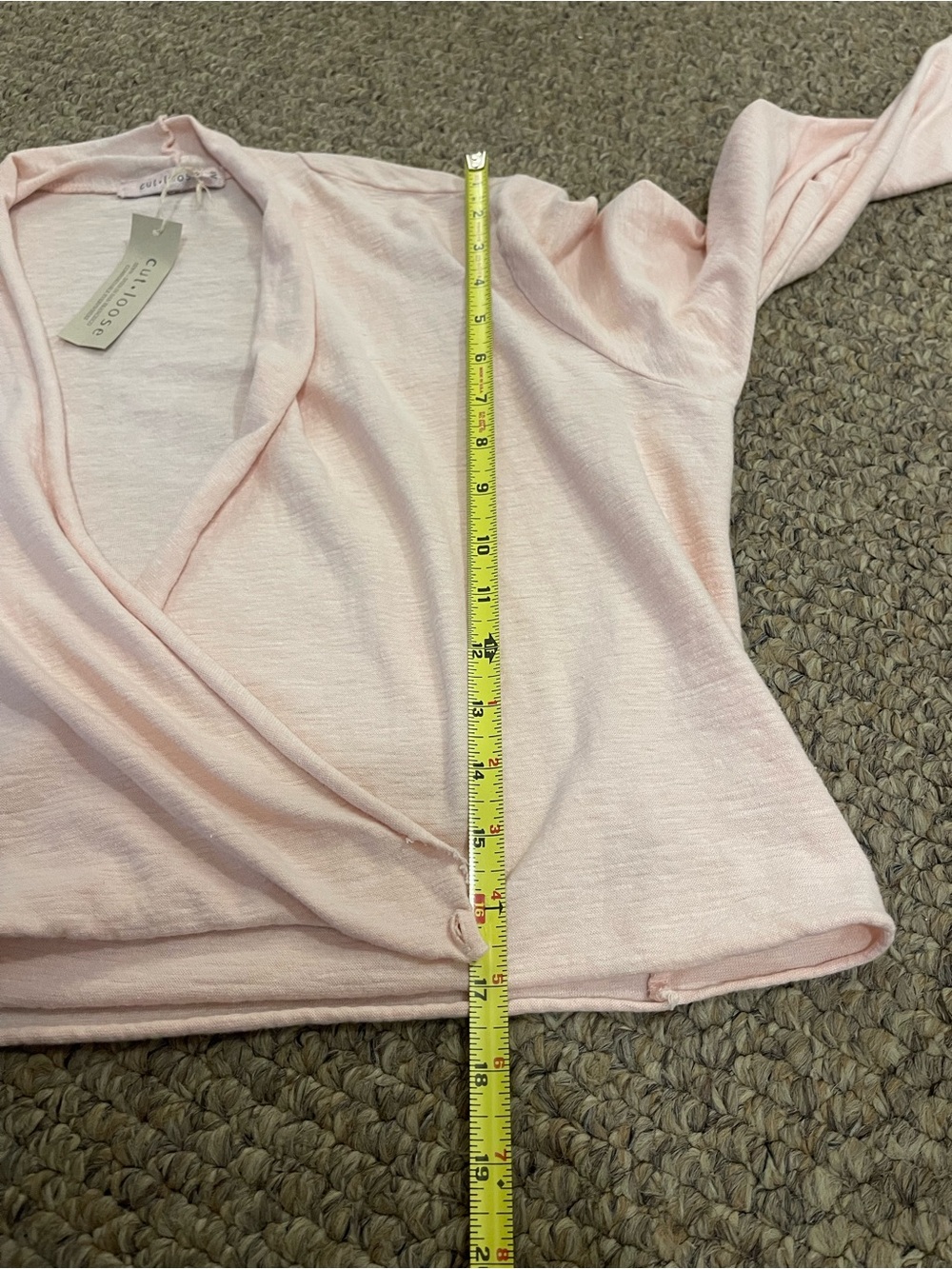 NWT Cut Loose Pink Cotton Linen Natural Fibers Crop Wrap Cardigan USA - Size M - Picture 10 of 11
